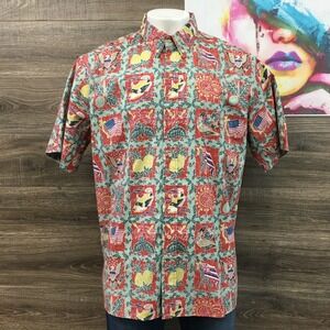 Reyn Spooner Dietrich Varez Collection Mens XXL Hawaiian Shirt USA Flag Fish